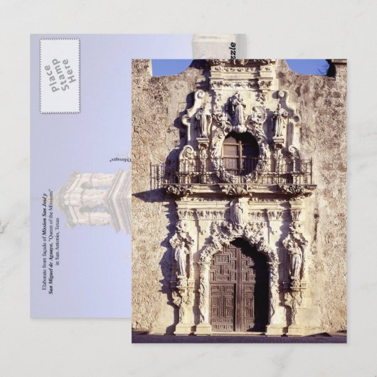 Carte Postale Mission San Jose, Texas - façade avant élaborée (Devant / Derrière)