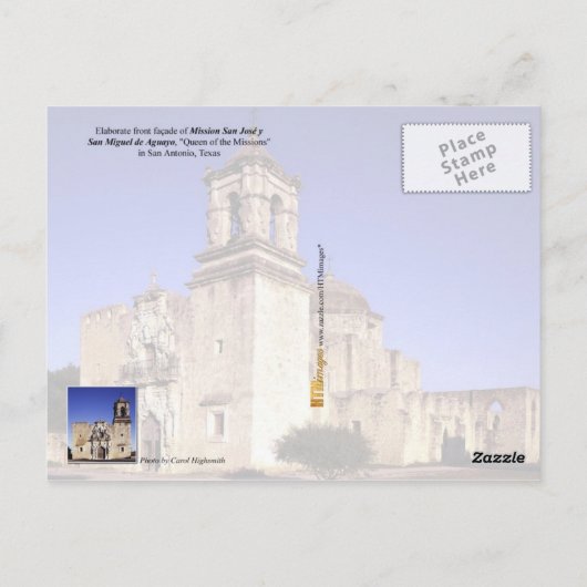 Carte Postale Mission San Jose, Texas - façade avant élaborée (Dos)