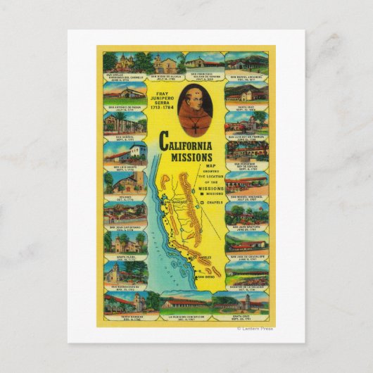 Carte Postale Missions espagnoles de Californie (Devant)