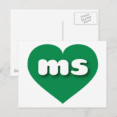 Carte Postale Mississippi coeur vert - J'aime mme (Devant / Derrière)