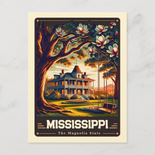 Carte Postale Mississippi | Esprit patriotique Vintage (Devant)