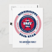 Carte Postale Mississippi, Jackson, MS, Patriotique, Monogramme (Devant / Derrière)