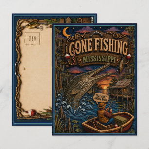 Carte Postale Mississippi parti à la pêche Alligator Gar
