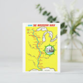 Carte Postale Mississippi River Map Vintage Postcard (Debout devant)