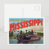 Carte Postale Mississippi Riverboat Greetings (Devant / Derrière)