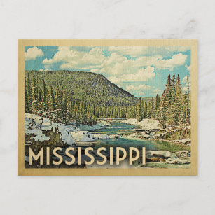 Carte postale Mississippi Vintage neige hiver Natu