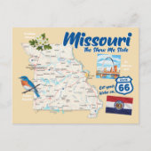 Carte Postale Missouri MO The Show Me State Map Arch Route 66 (Devant)