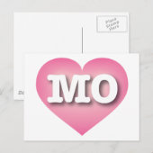 Carte Postale Missouri Pink Fade Heart - J'aime MO (Devant / Derrière)