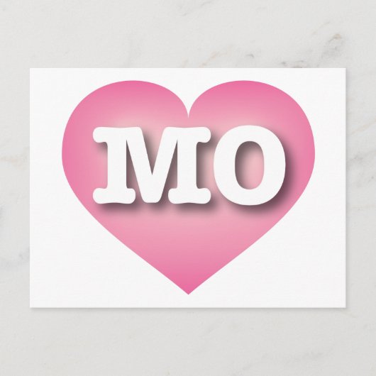 Carte Postale Missouri Pink Fade Heart - J'aime MO (Devant)