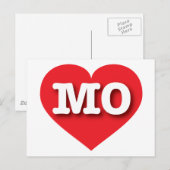 Carte Postale Missouri Red Heart - J'aime MO (Devant / Derrière)