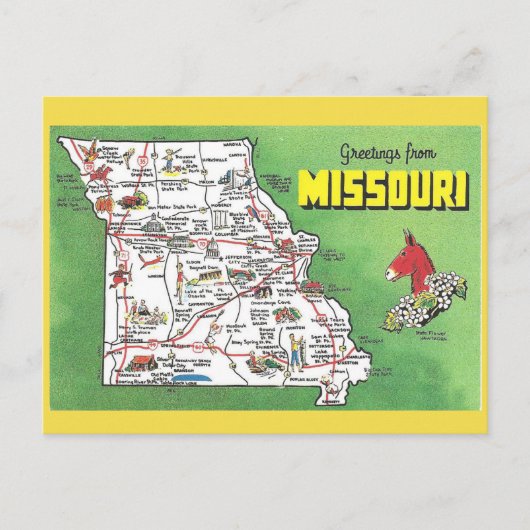 Carte postale Missouri State Map (Devant)