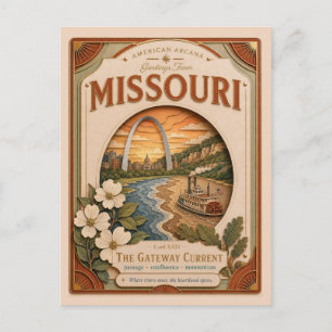 Carte Postale Missouri Vintage Paper Cut American Arcana
