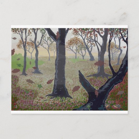 Carte Postale Mist dans une forêt en automne (Devant)