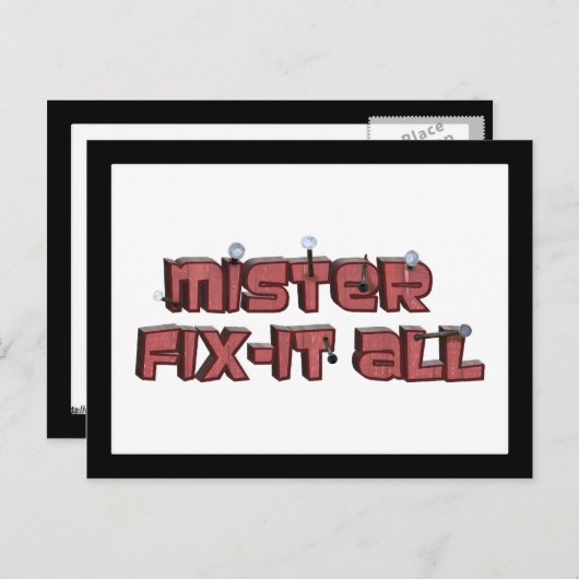 Carte Postale Mister Fix-It All Wooden Text Design (Devant / Derrière)