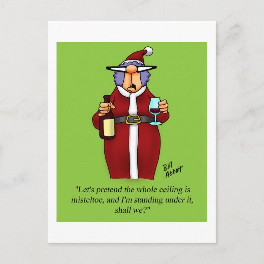 Carte postale "Mistletoe" Humour de vin drôle (Devant)