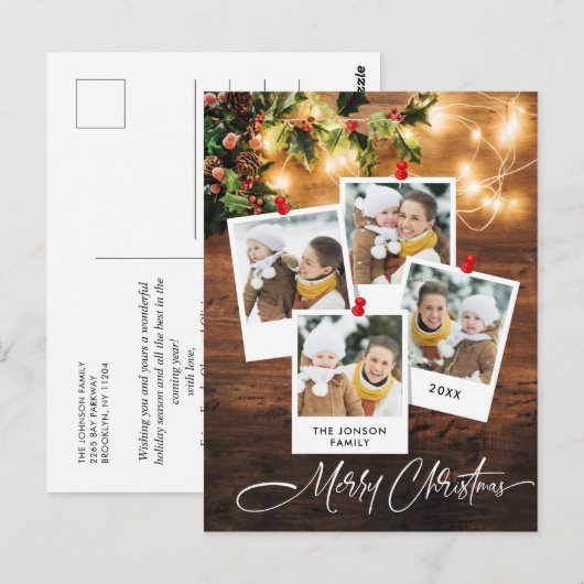 Carte Postale Mistletoe Rustic Christmas Photo Holiday Salutatio (Devant / Derrière)