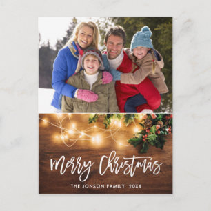 Carte Postale Mistletoe Rustic Christmas Photo Holiday Salutatio