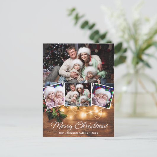 Carte Postale Mistletoe Rustique Noël 4 Photos Salutations (Debout devant)