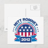 Carte Postale Mitt Romney pour le président 2012 (Devant / Derrière)