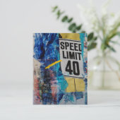 Carte Postale mixed media collage Speed Limit (Debout devant)