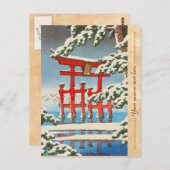Carte Postale Miyajima dans Snow Hasui Kawase shin hanga art (Devant / Derrière)