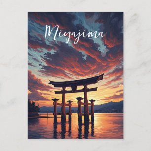 Carte Postale Miyajima Flottant Torii Itsukushima Temple coucher
