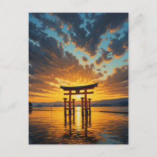 Carte Postale Miyajima Flottant Torii Itsukushima Temple coucher