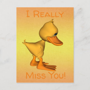 Carte Postale Mlle vous triste petit dessin animé jaune Canard