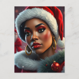 Carte Postale Mme Claus noire Mélanine Santa Sista Noël
