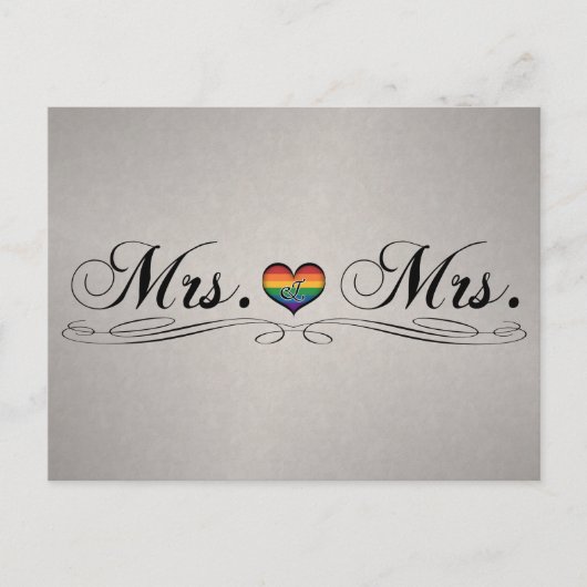 Carte Postale Mme et Mme Lesbian Pride Typographie Design (Devant)