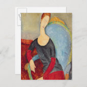 Carte Postale Mme Hebuterne dans une chaise bleue, 1918 (Devant / Derrière)