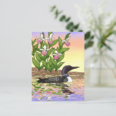 Carte Postale MN State Bird Flower Loon Lady Slipper (Debout devant)