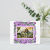 Carte Postale mnt avec cadre de fleurs prun (Debout devant)