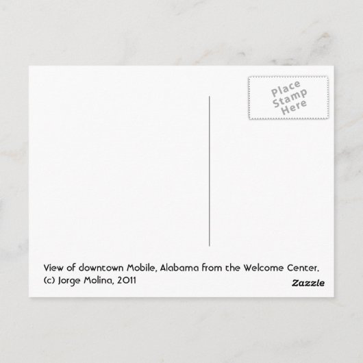 Carte Postale Mobile, Alabama (Dos)