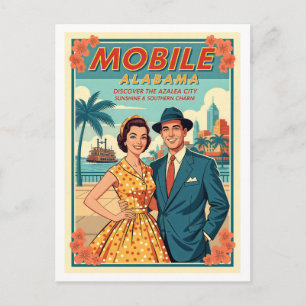 Carte Postale Mobile, Alabama Souvenirs – Rétro Années 50