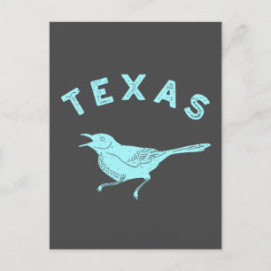 Carte Postale Mockingbird Texas State Bird Aqua Blue and Grey