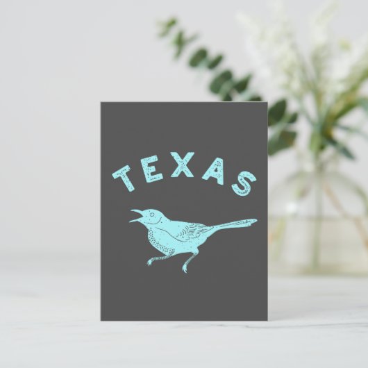 Carte Postale Mockingbird Texas State Bird Aqua Blue and Grey (Debout devant)