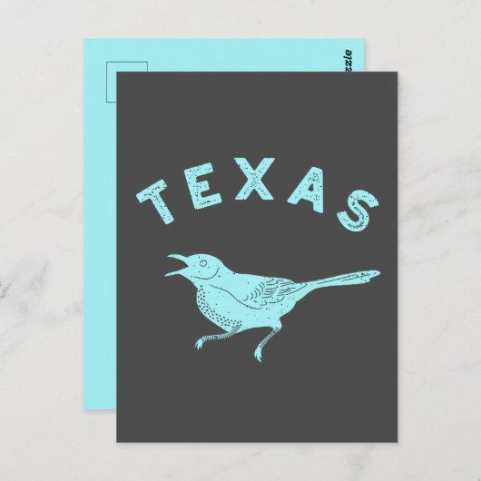 Carte Postale Mockingbird Texas State Bird Aqua Blue and Grey (Devant / Derrière)