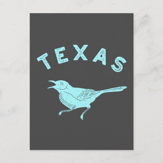 Carte Postale Mockingbird Texas State Bird Aqua Blue and Grey (Devant)