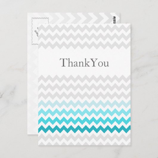 Carte Postale Mod chevron aqua Ombre mariage Merci (Devant / Derrière)