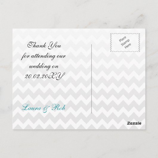 Carte Postale Mod chevron aqua Ombre mariage Merci (Dos)
