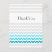 Carte Postale Mod chevron aqua Ombre mariage Merci (Devant)