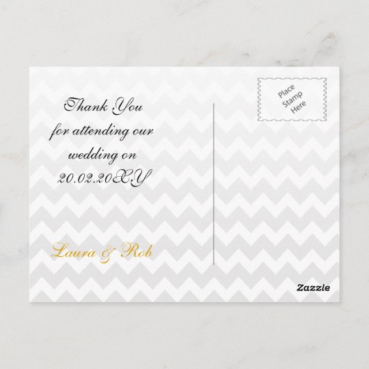 Carte Postale Mod chevron jaune et gris Ombre Merci (Dos)