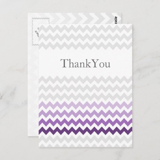Carte Postale Mod chevron violet Ombre mariage Merci (Devant / Derrière)