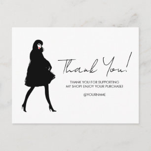 Carte Postale Mod Fashion Girl Boutique Remerciements Scriptés