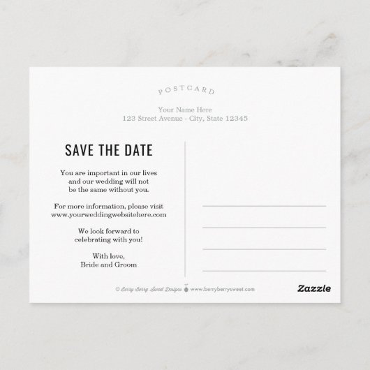 Carte Postale Mod Gallery COULEUR MODIFIABLE Enregistrer La Date (Dos)