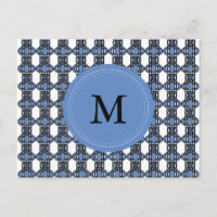 Mod Retro Monogram Blue Abstrait Scarab Motif