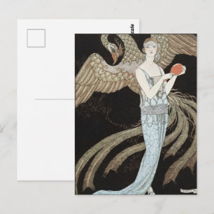 Carte Postale Mode Art Déco Vintage Années 1920 Flapper Phoenix