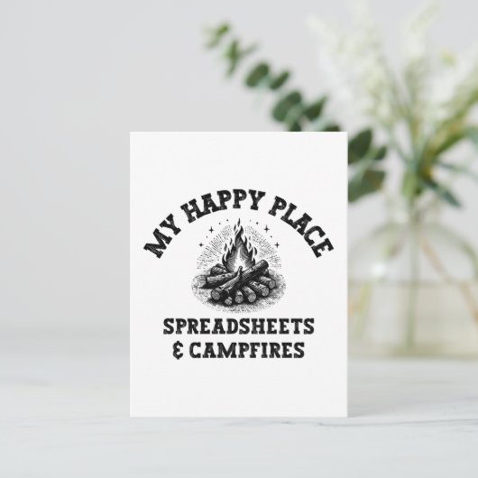 Carte Postale Mode Camping : Hors Grille - Drôle Comptable Don (Debout devant)