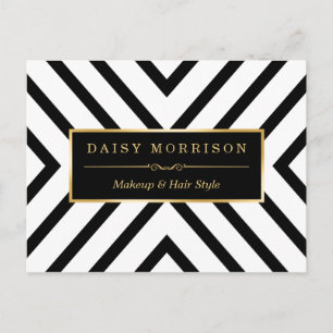 Carte Postale Mode Classy Gold Black White Stripes Motif